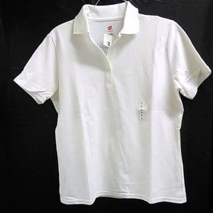 NWT Women's Hanes white short sleeve polo